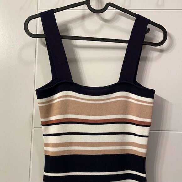 NWT Bardot Striped Sleeveless Bodycon Midi Dress Size XS Square Neck Neutral - Picture 7 of 13